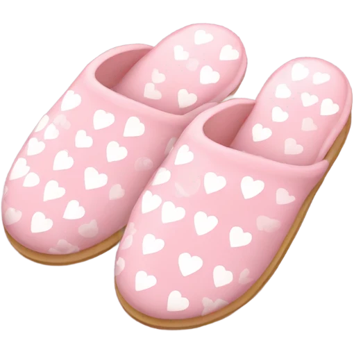 Light pink slippers with small white hearts emoji