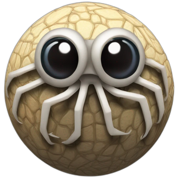 3d sphere with a cartoon Cave Spider skin texture with Eye of Horus emoji