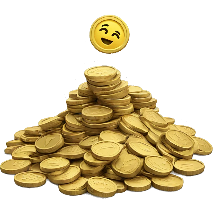 coins falling on a pile of coins emoji