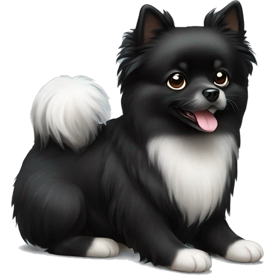 Black pomeranian dog with white stripe emoji