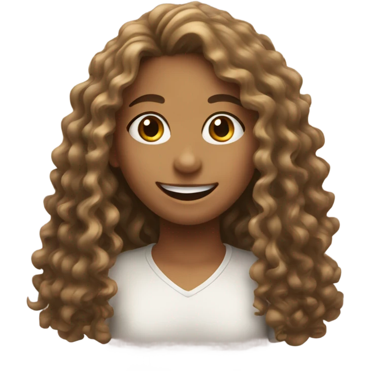 smiling girl with long curly hair emoji
