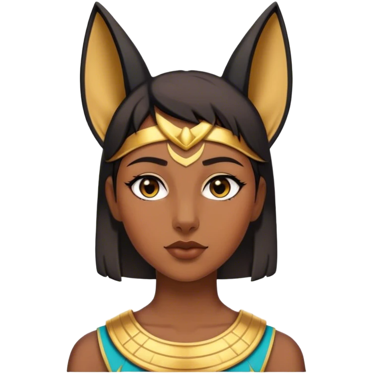 a ancient egypt girl with short hair and anubis ears emoji