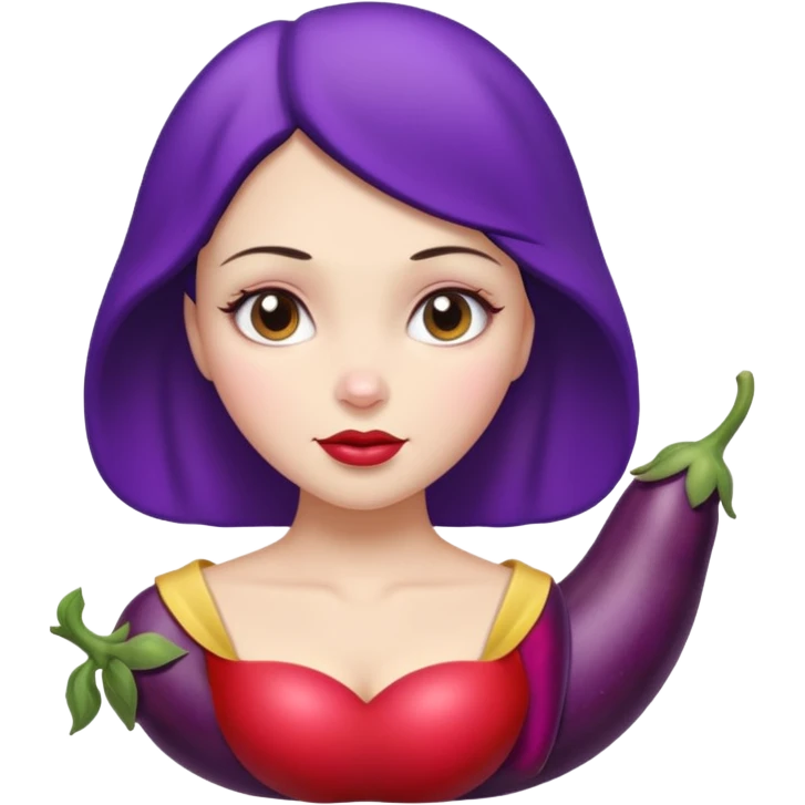 Snow white with eggplant emoji