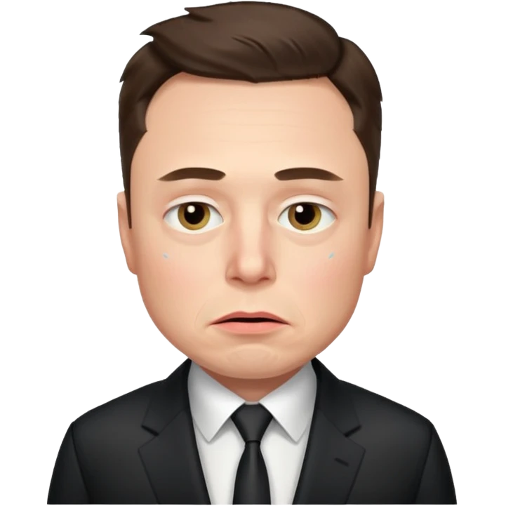 elon musk sad offended by something with some small tears under his eyes emoji