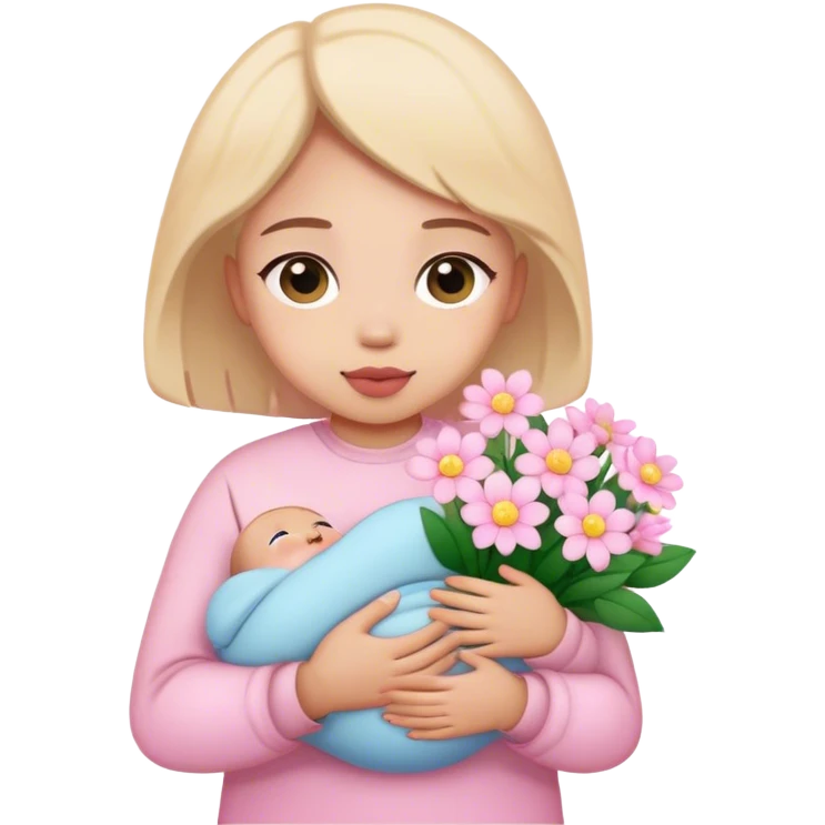 Me holding baby pink flowers  emoji