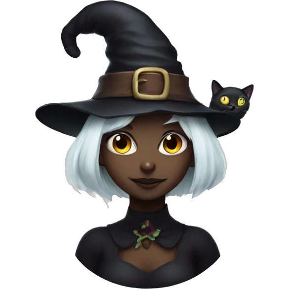 Mushroom witch girl black cat emoji