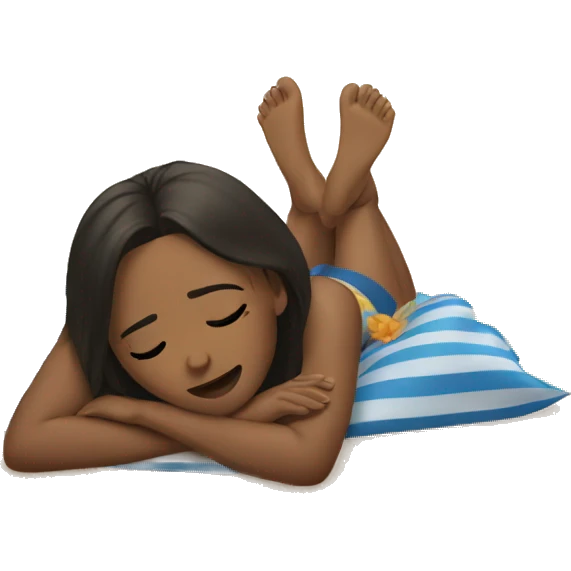 Girl lying on the beach crying emoji