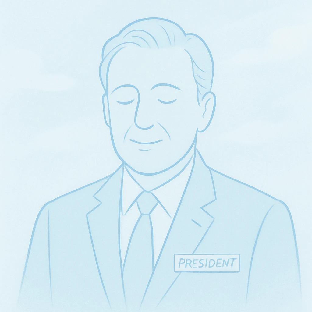 president character in a light blue aesthetic, soft and calming, minimalistic details, airy and serene, simple lines emoji