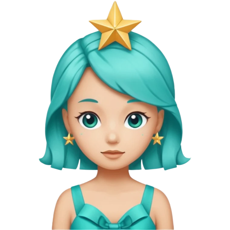 Stella sparkle sprite guardian of sparkle theater star shaped head and a turquoise dress and ribbon emoji