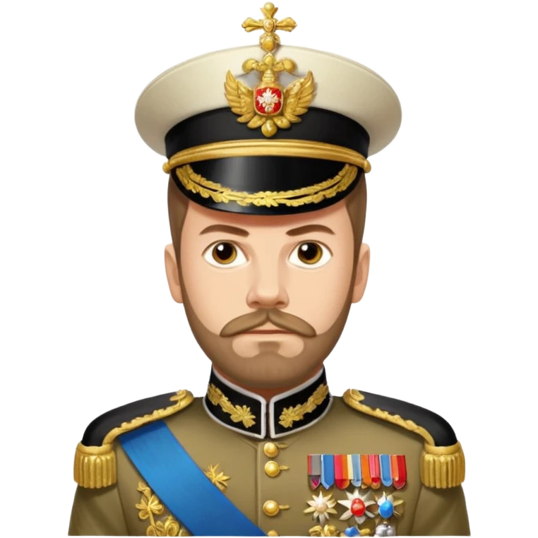 Nicholas II, Russian tsar, ornate military dress, sash emoji