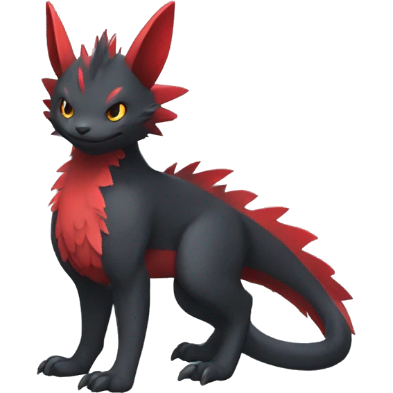 Cute cool black red nargacuga animal hybrid Fakemon full body emoji