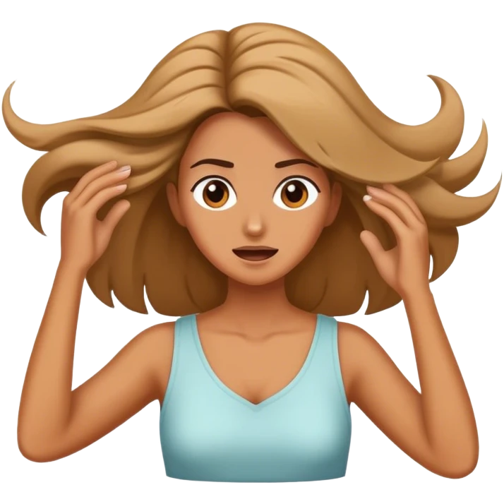 Woman flipping her hair and telling a dramatic story emoji