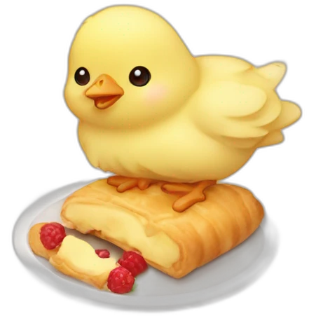 Little chick eating pastry emoji