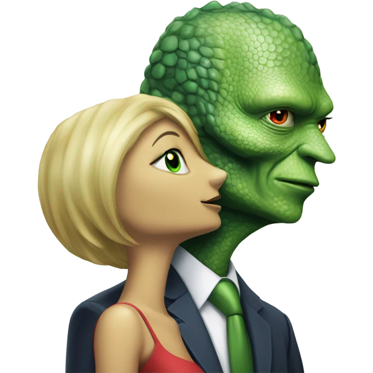 a Reptilian alien woman kissing  Donald Trump  emoji
