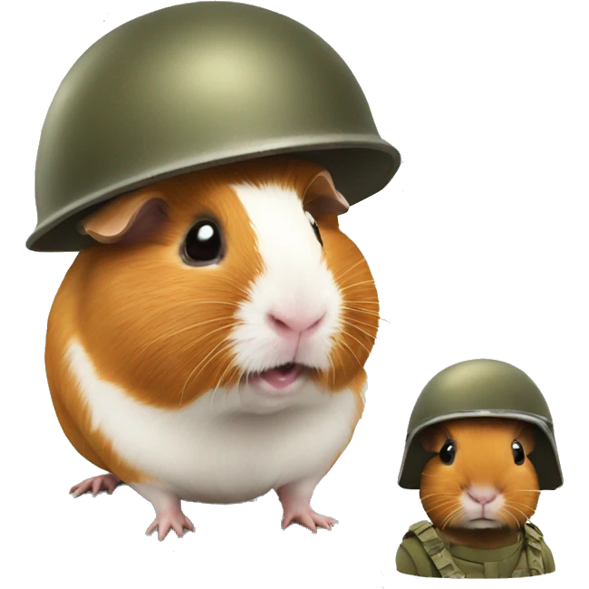traumatised guinea pig with soldier helmet slightly askew emoji