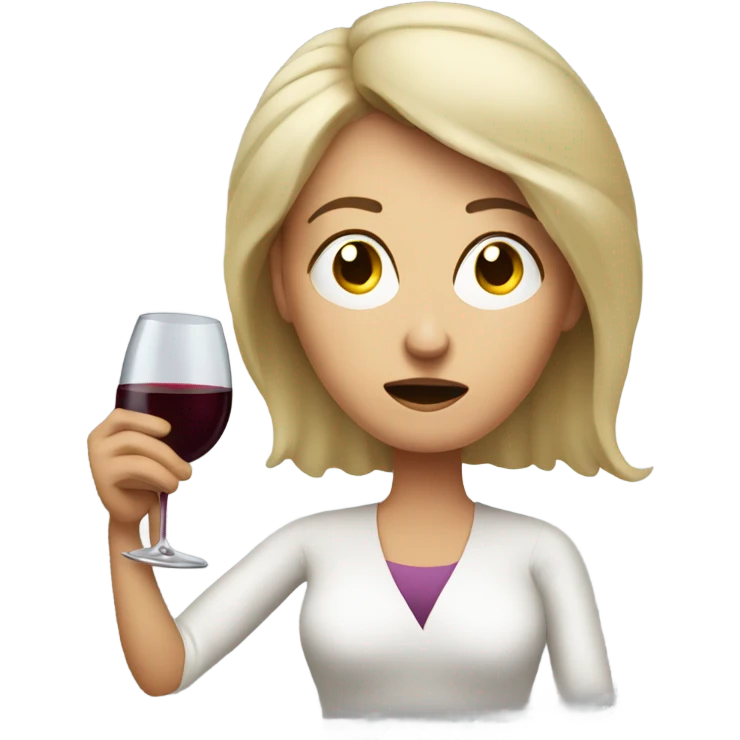 Stressed out white mom with wine emoji
