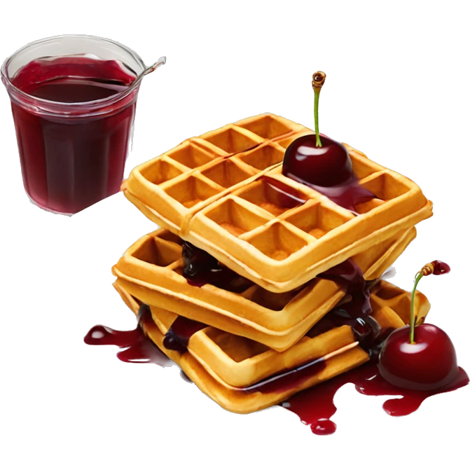 2 big Belgian waffles with cherry syrup emoji
