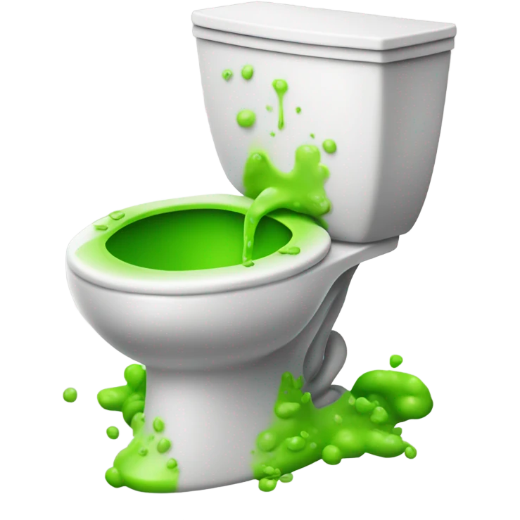 Toilet with green vomit emoji