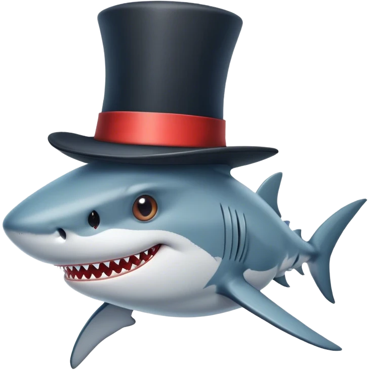 Shark with a top hat emoji