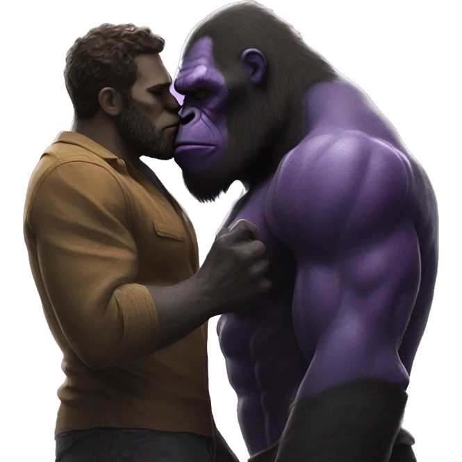Thanos kissing a gorilla  emoji