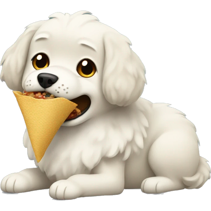 Fluffy dog eating a burrito  emoji