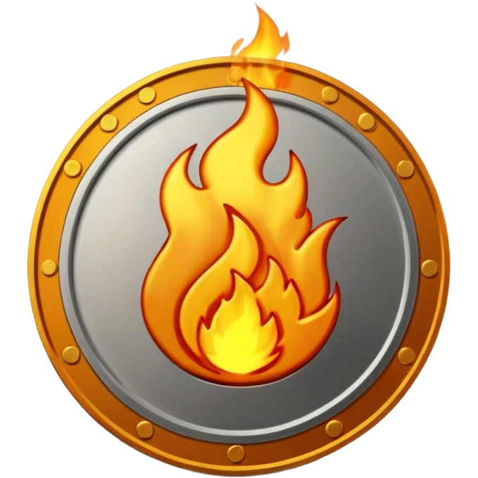 an ai symbol embossed on a coin on fire and animated emoji
