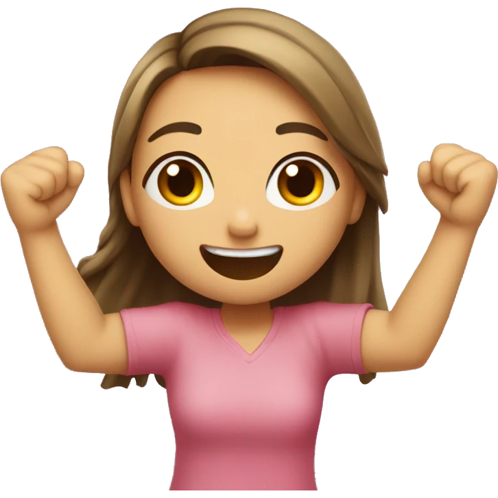 Girl is happy and exited hold her fists up emoji
