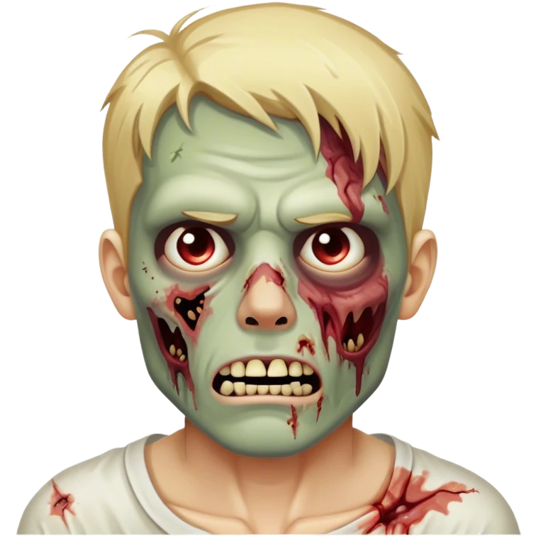 A zombie man with blond hair and injured face emoji