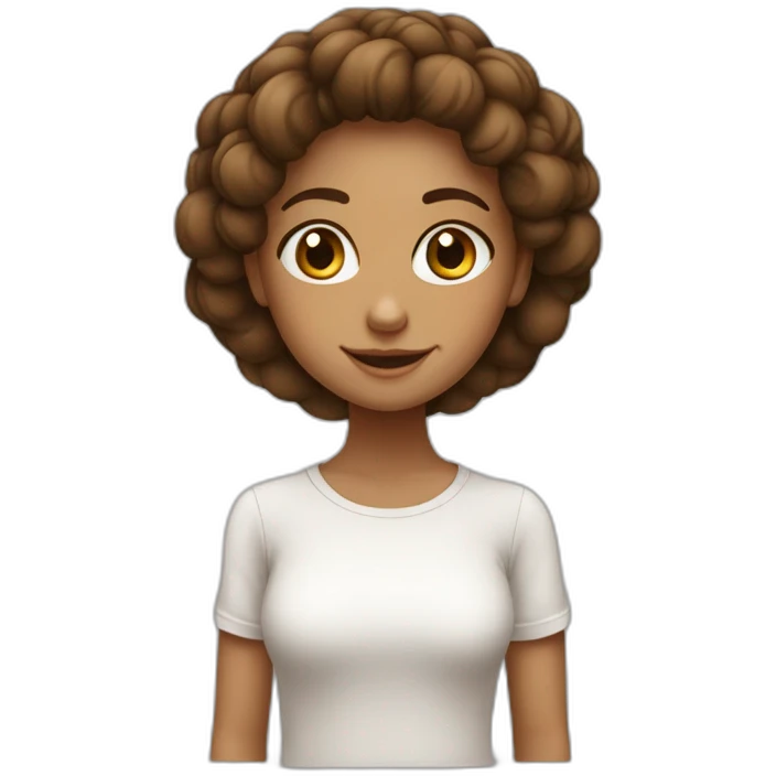 Menina branca com olhos grandes e cabelo liso marrom emoji