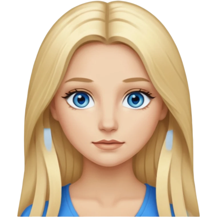 Shannon Bex with long blonde hair, blue eyes emoji