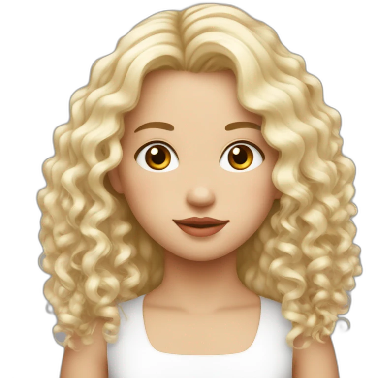 Une fille au cheveux rouge bouclés long blanche de peau  emoji