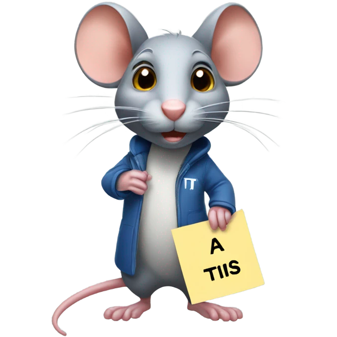 A rat holds a sign with the inscription "ТЫ" emoji
