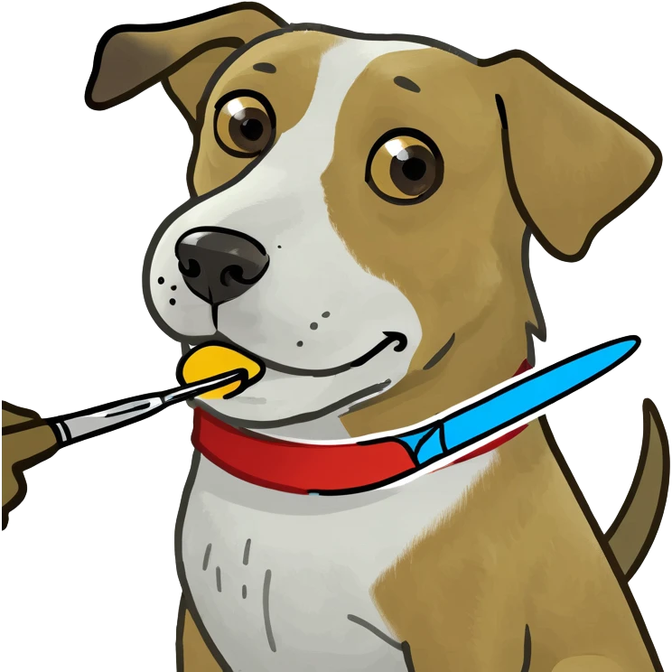 A dog with a paintbrush ￼ emoji