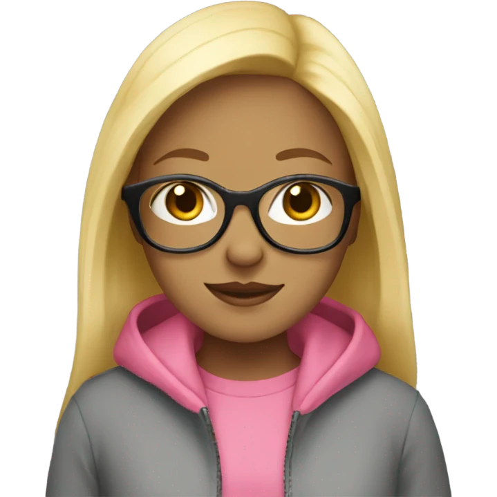 Make a blonde girl with glasses and a pink hoodie emoji