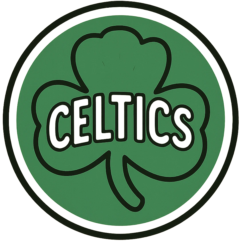 Boston Celtics shamrock emblem, bold lines, green and white, simple icon emoji