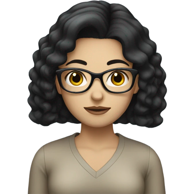 Girl in black hair with glasses with pale skin emoji