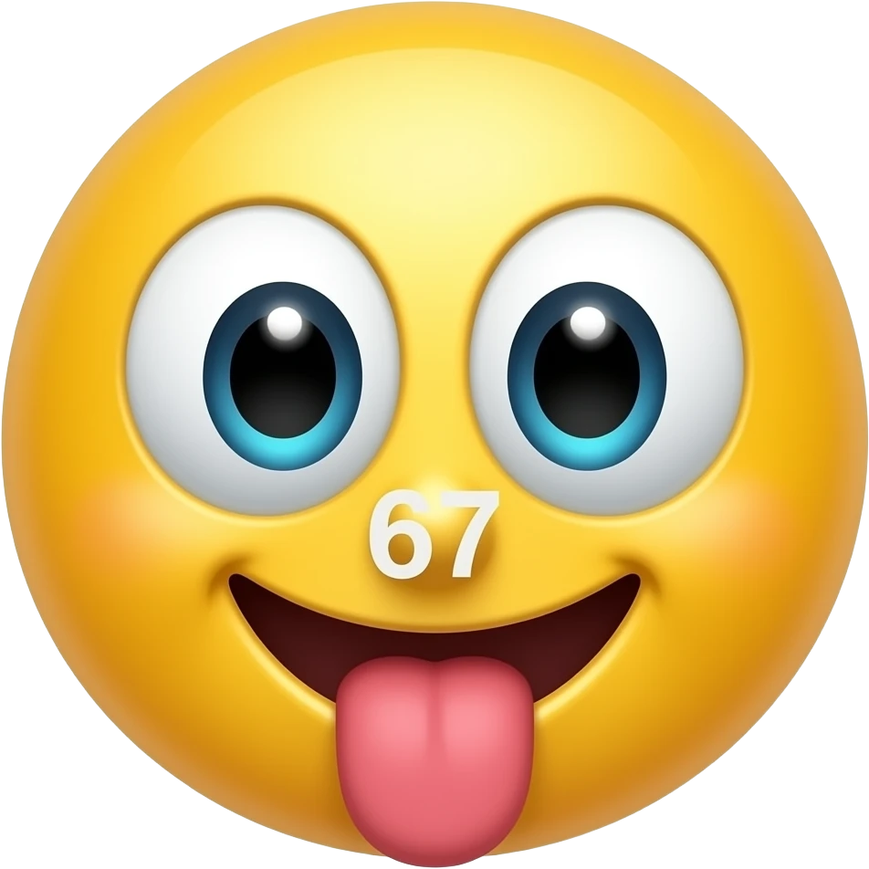emoji sticking it’s tongue out doing the 67 meme emoji