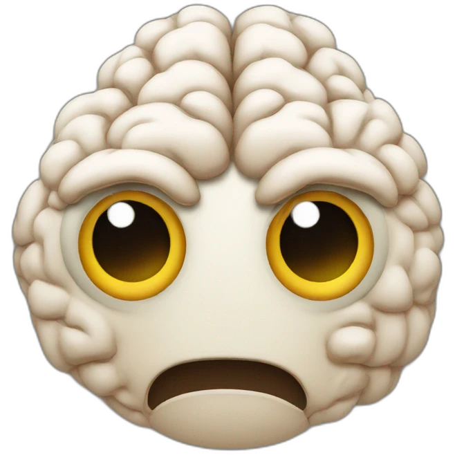A funny brain with eyes emoji
