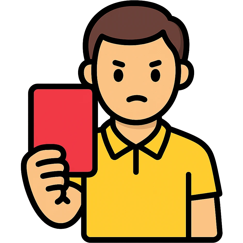 A man holds a red card in front of him emoji