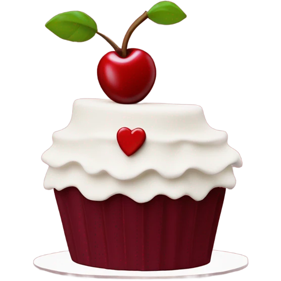 Cherry vintage trendy burgundy ruffled frosting and white heart shaped cake 1 layer  emoji