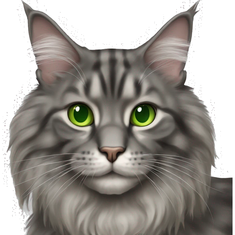 gray maine coon cat green eyes  emoji