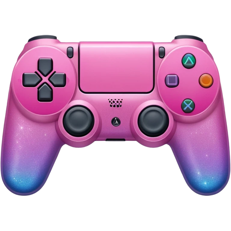Pink ombre PlayStation console with glitter emoji