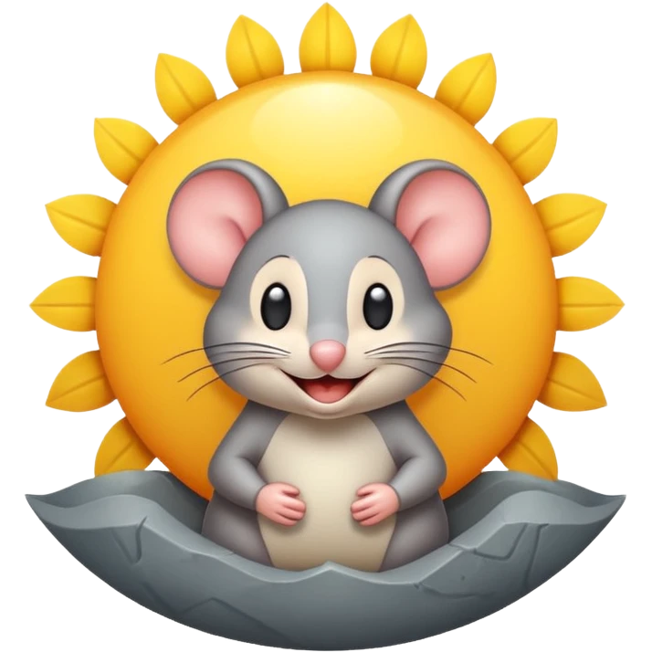 A mouse inside of a gray sun ☀️ 🐭 emoji