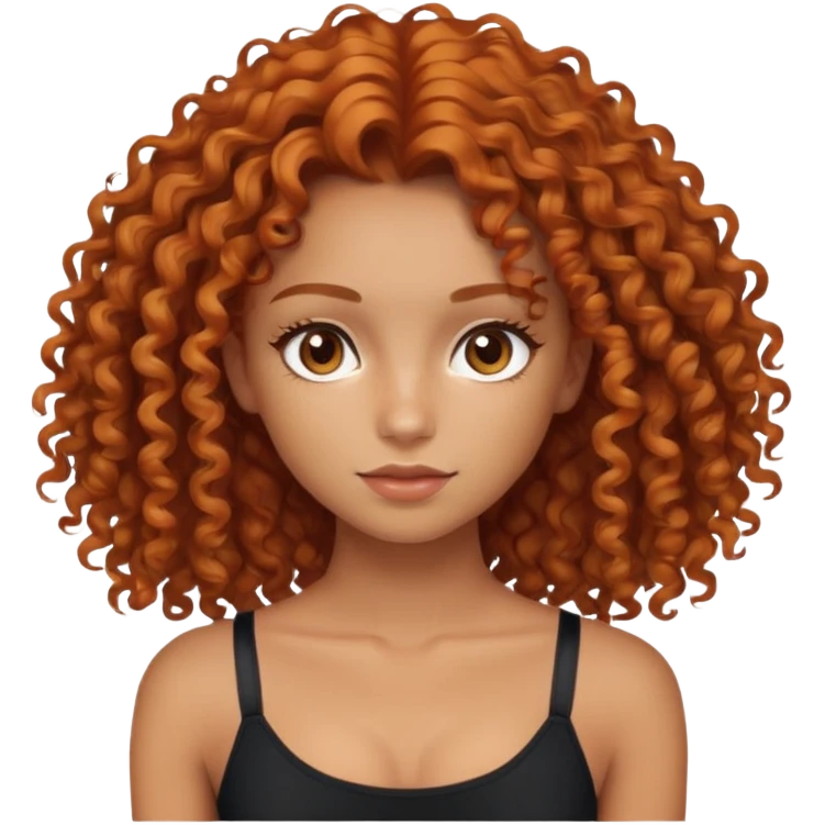 ginger curly or wavy hair brown eyes with crop top girl emoji
