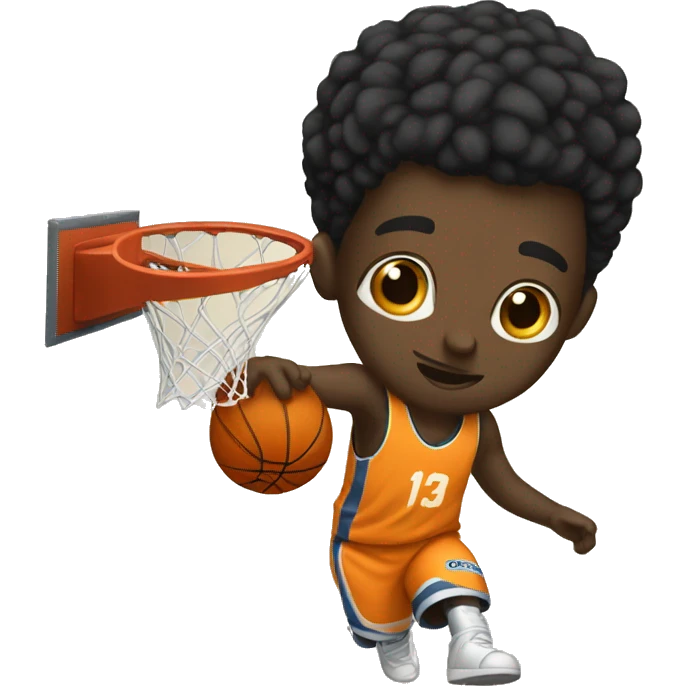 black asian tall boy plays a basketball  emoji