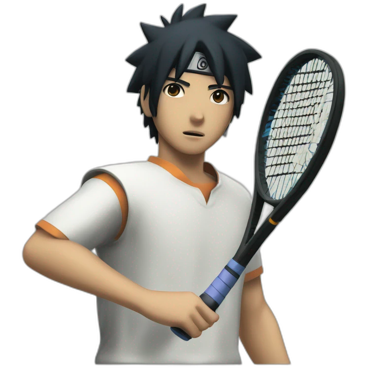 naruto with short black hair playing tennis emoji