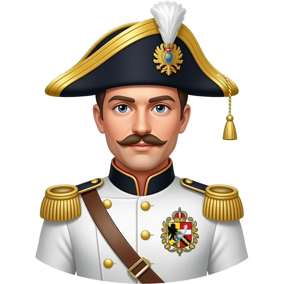 Habsburger  soldat mit weiser uniform und dreieckigen hut und  in rechter seite soll er das wappen haben emoji