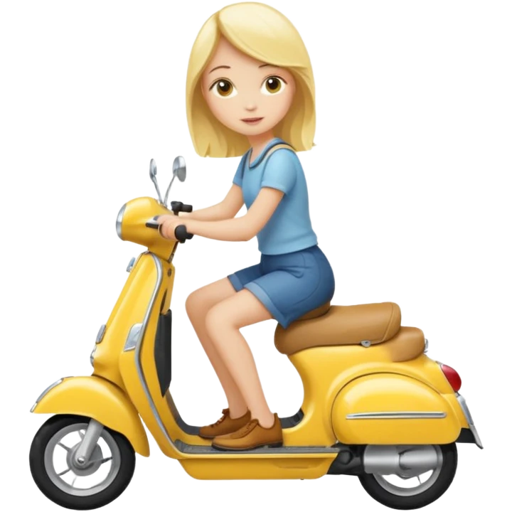 девушка блондинка едет на самокате желтом  emoji