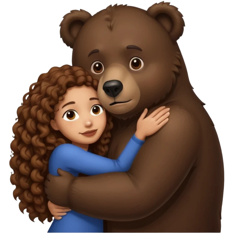 Big dark bear hugging lightskin with long brown curly hair  emoji