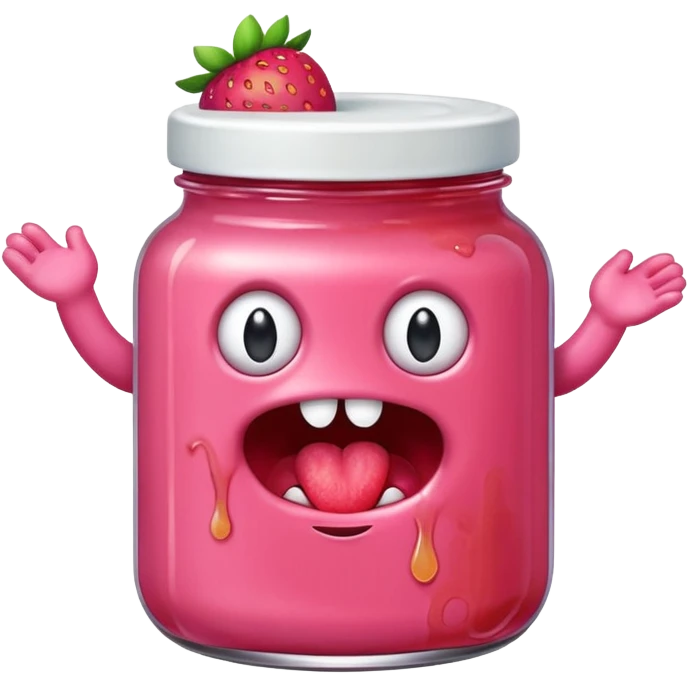  pink runny gooey strawberry jam kawaii fat cake monster  emoji